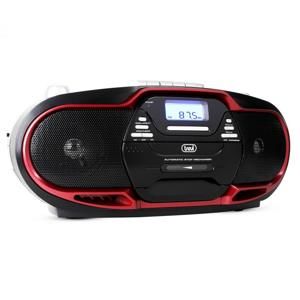 Trevi CMP-574, boombox s CD, MP3, USB, kazetovým přehrávačem, FM/AM tunerem, červený