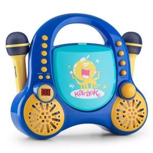 Auna Rockpocket, dětský karaoké systém, CD, AUX, 2x mikrofon, sada nálepek, modrý