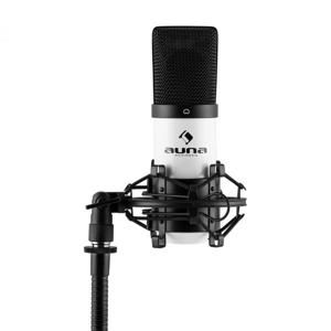 Auna MIC-900WH, bílý kondenzátorový mikrofon, kardioidní, studiový, USB