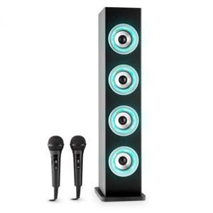 Auna Karaboom LED, čern&aacute;, bluetooth reproduktor, USB, AUX, karaoke, 2 mikrofony