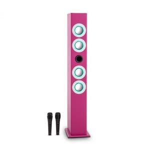 OneConcept Tallgirl, růžový, karaoke reproduktor, bluetooth, USB, SD, MP3, FM, AUX, 2 mikrofony