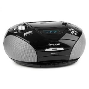 Auna RCD 220, černý, boombox, CD, USB, kazetový magnetofon, PLL FM rádio, MP3, 2x 2 W