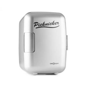 OneConcept Picknicker, stříbrný, termobox s funkcí chlazení / udržení v teple, mini, 4 l, AC DC, auto, EMARK certifikát