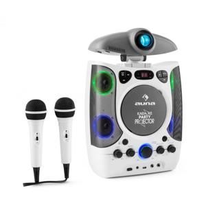 Auna KaraProjectura karaoke zařízení s projektorem, LED světelná show, USB, bílá barva