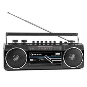 Auna Duke, retro boombox, přenosný magnetofon, USB, SD, bluetooth, FM rádio
