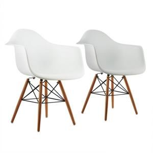 OneConcept Bellagio, bílá, skořepinová židle, sada 2 kusů, retro, PP sedadlo, březové dřevo