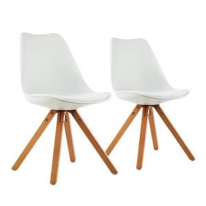 OneConcept Onassis, bílá, skořepinová židle, sada 2 kusů, retro, polstrovaná březové dřevo