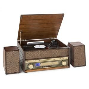 Auna Epoque 1909, retro audio systém, gramofon, kazety, bluetooth, USB, CD, AUX