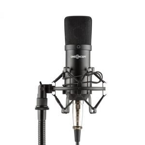 OneConcept Mic-700, černý, studiový mikrofon, Ø 34 mm, univerzální, pavouk, ochrana před větrem, XLR