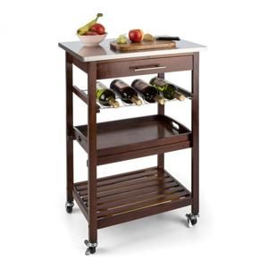 Klarstein Vermont kuchyňský vozík, jídelní vozík, zásuvka, polička na víno, ušlechtilá ocel