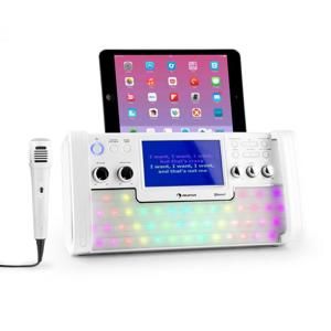 Auna DiscoFever, bílý, bluetooth karaoke systém, LED, 7 &quot;TFT displej, CD, USB