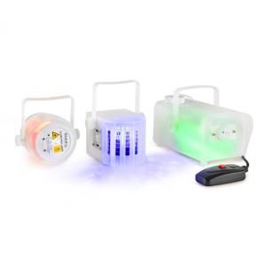 Ibiza CLEAR-PACK, sada světelných efektů, Firefly laser, Derby LED, mlhovač 400 W
