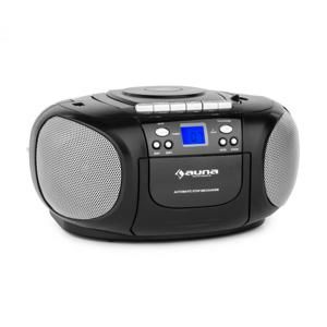 Auna BoomBerry Boom Box, černý, boombox, přenosné rádio, CD / MP3 přehrávač, kazetový přehrávač