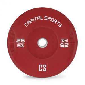 Capital Sports Nipton, bumper kotouč, závaží, 1x 25kg, tvrzená pryž, červená barva