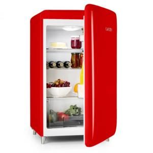 Klarstein PopArt-Bar červená chladnička, 136L retro design, 3 patra, přihrádka na zeleninu, A +