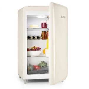 Klarstein PopArt-Bar krémová chladnička, 136L retro design, 3 patra, přihrádka na zeleninu, A +