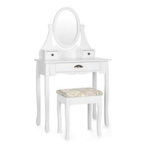 OneConcept Miss Leonore toaletní stolek, otočné zrcadlo, 3 zásuvky, bílá barva