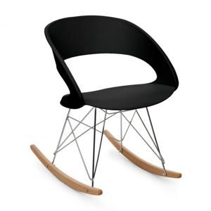 OneConcept Travolta houpací židle, retro, PP-konstrukce sedáku, březové dřevo, černá barva