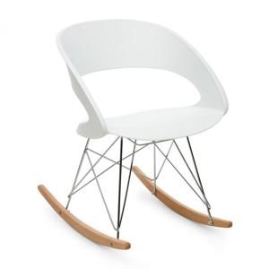 OneConcept Travolta houpací židle, retro, PP-konstrukce sedáku, březové dřevo, bílá barva