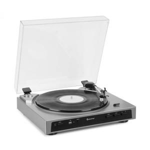 Auna Fullmatic, plně automatický gramofon, předzesilovač, USB, stříbrný