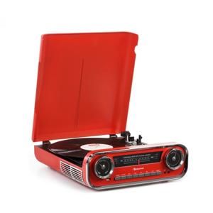 Auna Challenger, LP gramofon, bluetooth, VHF-rádio, USB, červený