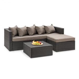 Blumfeldt Theia Lounge Set, zahradní sedací souprava, rohová souprava, stoleček, 5 polštářů, černá