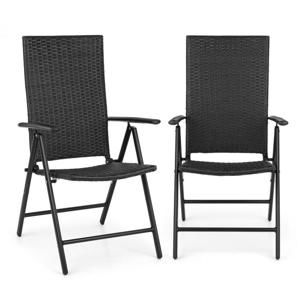 Blumfeldt Estoril, zahradní židle, polyratan, hliník, 7 úrovní, skládací, černá