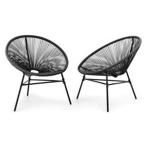 Blumfeldt Las Brisas Chairs, zahradní židle, sada 2 kusů, retro design, 4 mm pletivo, černé