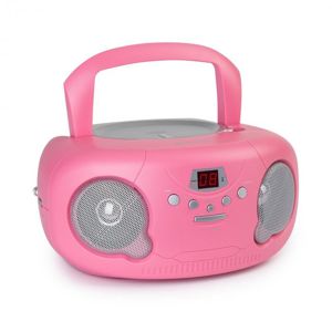 Auna Pink Bonbon CD Boombox, CD přehrávač, bluetooth, FM, AUX-IN, LED display, růžový