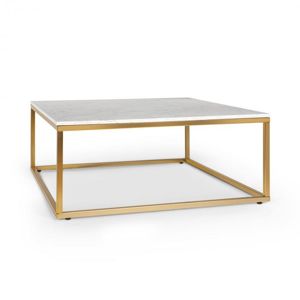 Besoa White Pearl II, konferenční stolek, 81,5 x 35 x 81,5 (Š x V x H), mramor, zlatý/bílý