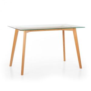 Besoa Nilsson, jídelní stůl, skleněná deska, buk, 120 x 75 x 70 cm, dřevo