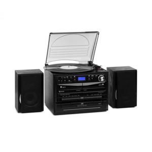 Auna 388-DAB +, stereo systém, 20 W max., desky, CD, kazety, BT, FM / DAB +, USB, SD, černý