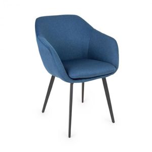 Besoa James, čalouněná židle, pěnová výplň, 100% polyester, ocelové nohy, tmavě modrá