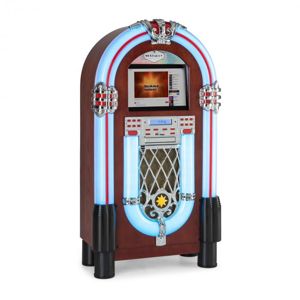 Auna Graceland Touch, jukebox, 12&#039;&#039; dotykový ovládací panel, WLAN, CD, BT, dřevěný vzhled