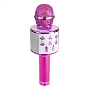 MAX KM01, 2 v 1 karaoke mikrofon, reproduktor, mediální přehrávač, růžový