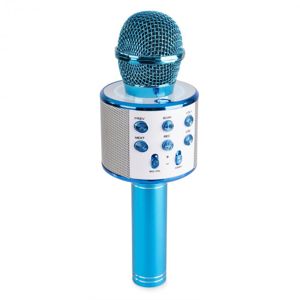 MAX KM01, 2 v 1 karaoke mikrofon, reproduktor, mediální přehrávač, modrý