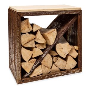 Blumfeldt Firebowl Kindlewood S Rust, stojan na dřevo, lavička, 57 × 56 × 36 cm, bambus, zinek