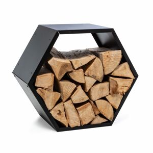 Blumfeldt Firebowl Hexawood Black, stojan na dřevo, šestiúhelníkový tvar, 50,2 × 58 × 32 cm