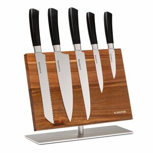 Klarstein Kiru 6, sada nožů, 5 nožů, ocelové čepele, blok z nerezové oceli, akáciové dřevo,  magnetický
