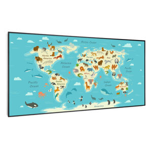 Klarstein Wonderwall Air Art Smart, infračervený ohřívač, mapa se zvířaty, 120 x 60 cm, 700 W