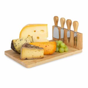 Klarstein Deska sýr, s noži, magnetický blok nože, servírovací deska, bambus