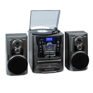 Auna Franklin DAB+, stereo systém, gramofon, přehrávač na 3 CD, BT, přehrávač na kazety, AUX, USB port
