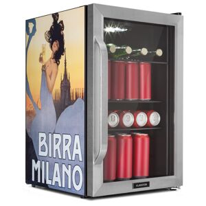 Klarstein Beersafe 70, Birra Milano Edition, chladnička, 70 litrů, 3 police, panoramatické skleněné dveře, nerezová ocel