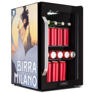 Klarstein Beersafe 70, Birra Milano Edition, chladnička, 70 litrů, 3 police, panoramatické skleněné dveře, nerezová ocel