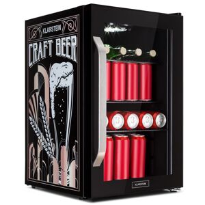 Klarstein Beersafe 70, Craft Beer Edition, lednice, 70 litrů, 3 police, panoramatické skleněné dveře, nerezová ocel