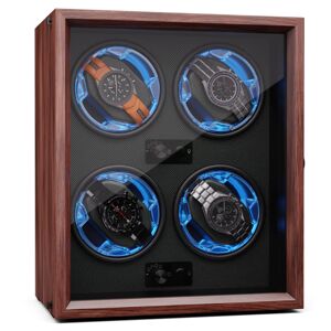 Klarstein Brienz 4, natahovač hodinek, 4 hodinky, 4 režimy, dřevěný vzhled, modré vnitřní osvětlení