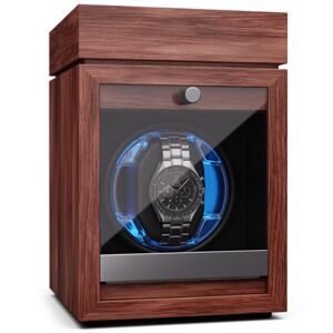Klarstein Brienz 1, natahovač hodinek, 1 hodinky, 4 režimy, dřevěný vzhled, modré vnitřní osvětlení