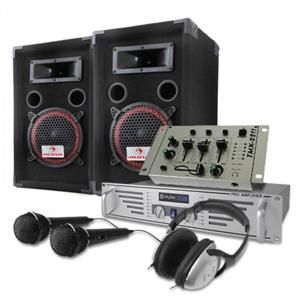 Electronic-Star DJ set 1000W repro, zesilovač, mixpult, sluchátka, mikrofony