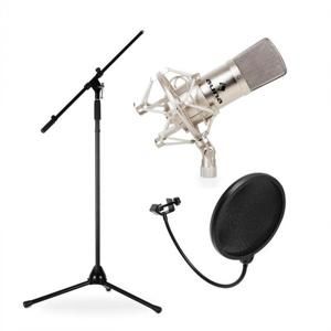 Auna CM001S, studiová/pódiová mikrofonní sada, kondenzátorový mikrofon, stativ a protivětrná ochrana