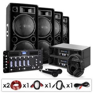 Electronic-Star DJ PA sada "Bass First Pro Bluetooth", 2 x zesilovač, 4 x reproduktor, mixér, 4000 W